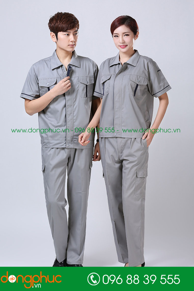 Mẫu bảo hộ màu ghi cộc tay
